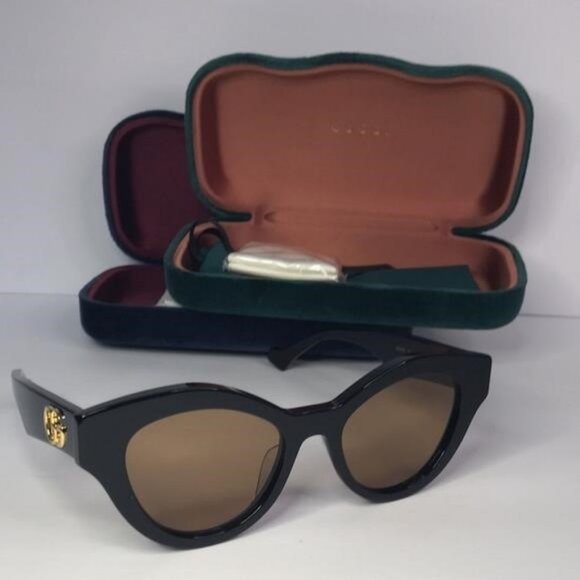 New Original Gucci Brown Cat Eye Ladies Sunglasses GG0957S 003 51 - Picture 9 of 11